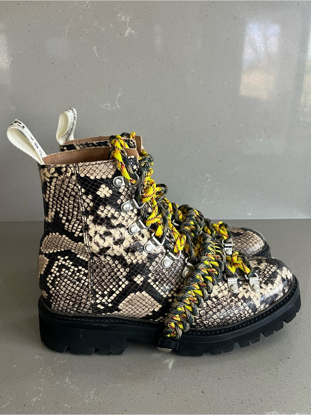 House Of Holland X Grenson Brown Snakeskin Leather Hiker Combat Boots UK4 US6 - Picture 4 of 13